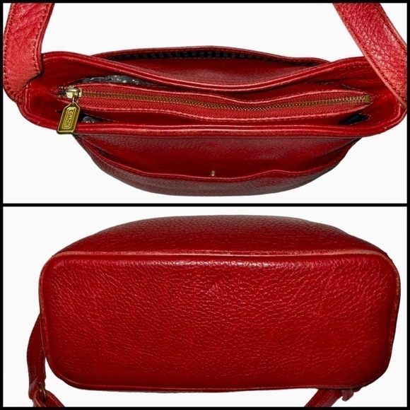 Coach Vintage Sonoma Convertible Crossbody Bag 4924 Red Pebbled Leather C/Rica - Picture 4 of 15